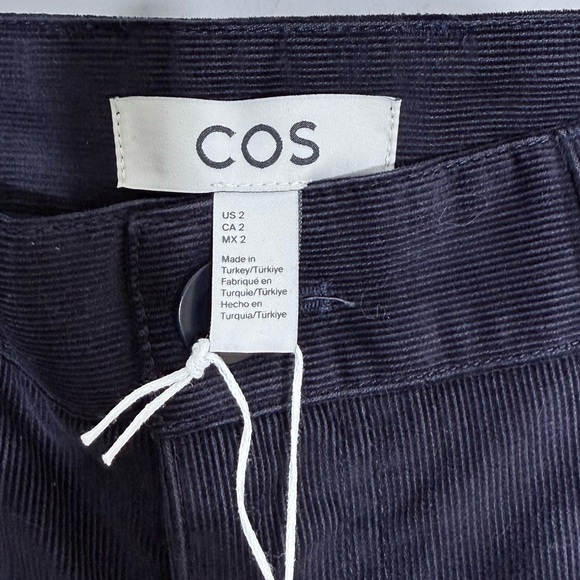 NWT COS Straight Leg Fit Corduroy Chinos Pants Navy Blue US 2 High Rise Classic - Picture 10 of 16